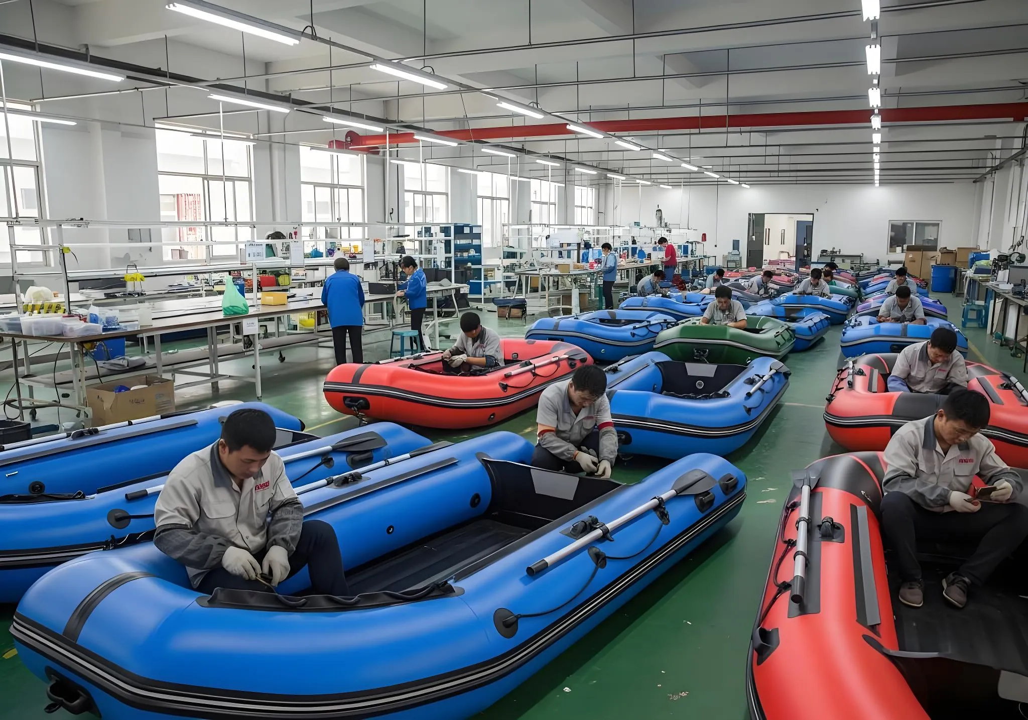 Production department interior at Qingdao inflatable SUP factory