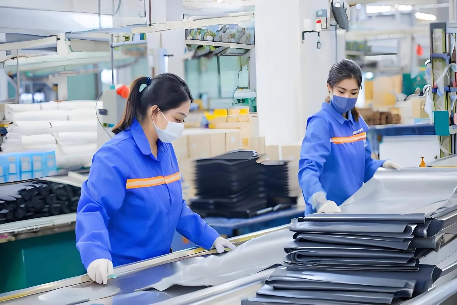 RF welding machine sealing inflatable boat tube chambers at Qingdao factory