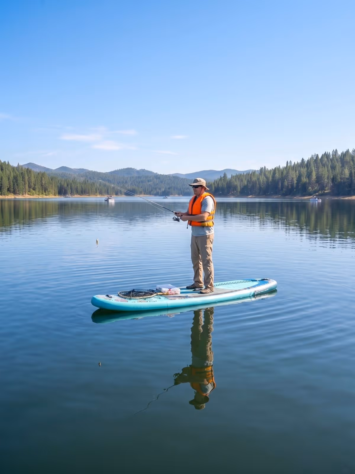 Inflatable Fishing SUP angling setup