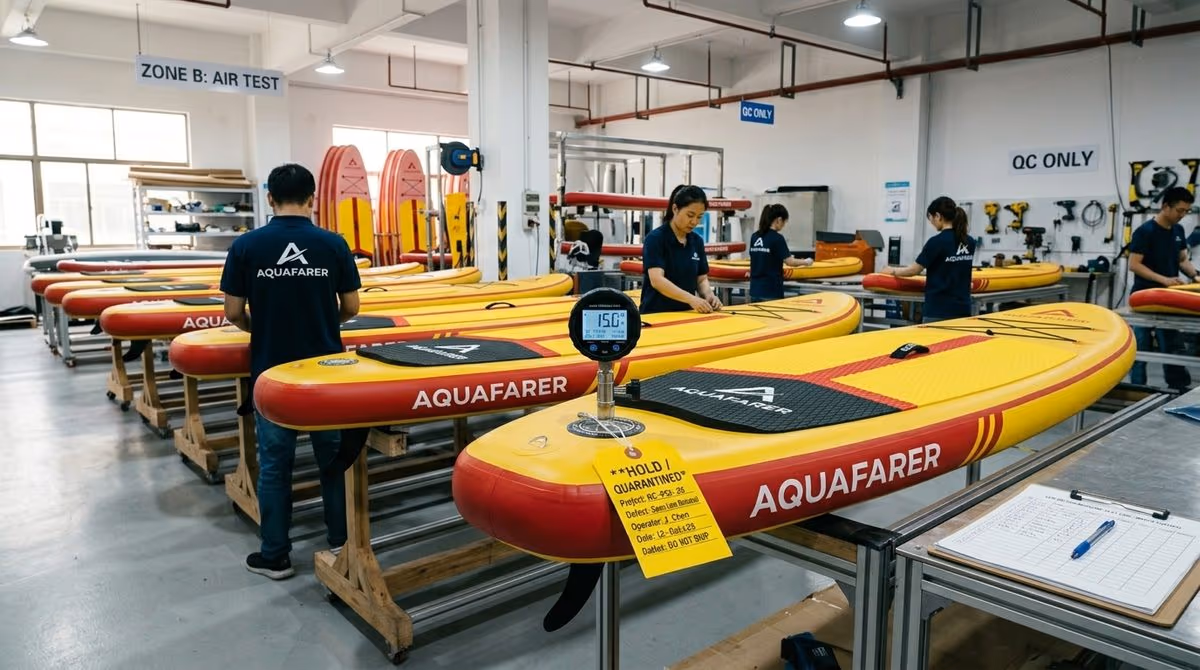 Workshop demonstration of quality control checks in the Qingdao factory